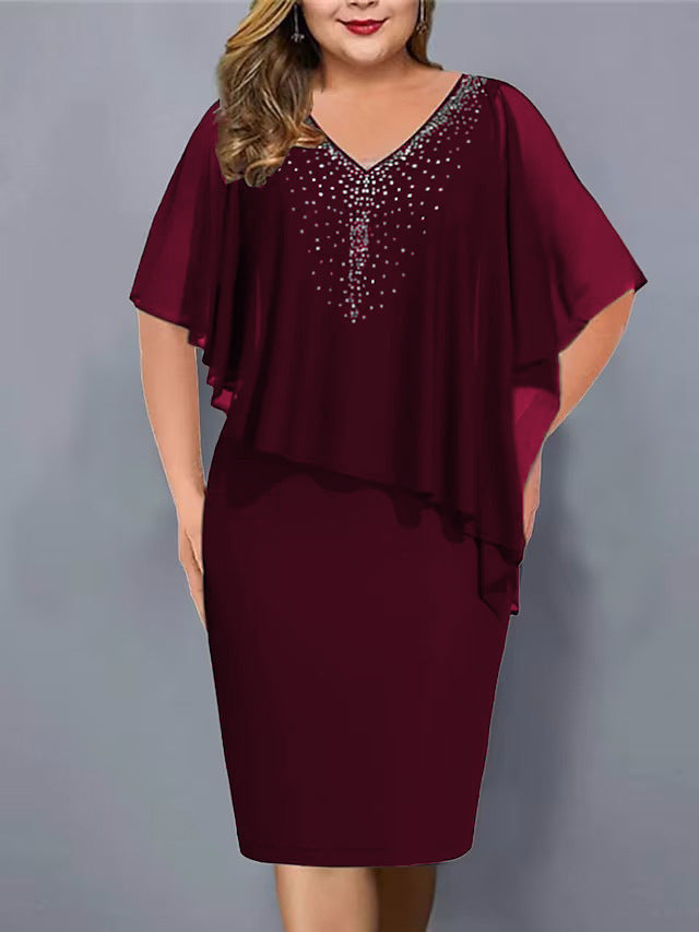 Lirienne - Robe midi à col V ornée de strass premium