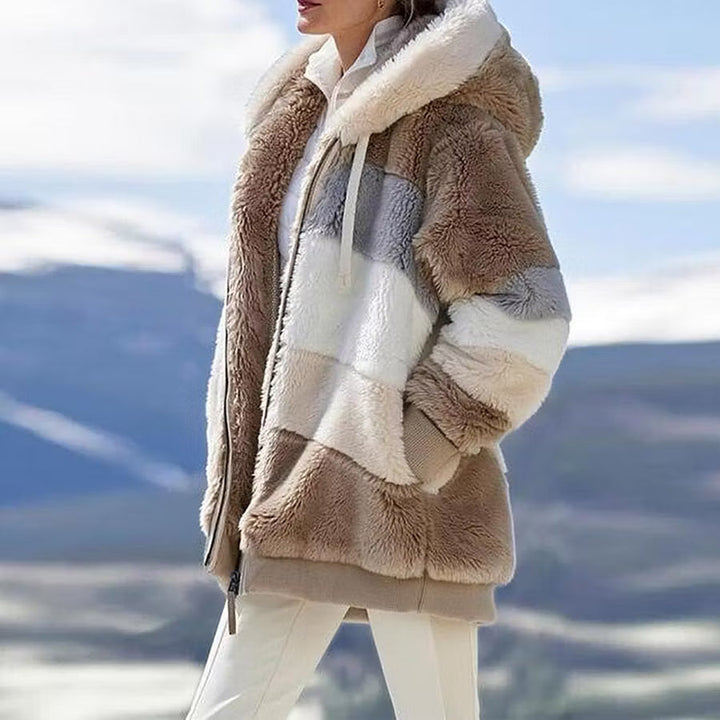 Ruelle - Manteau teddy oversize à capuche en peluche