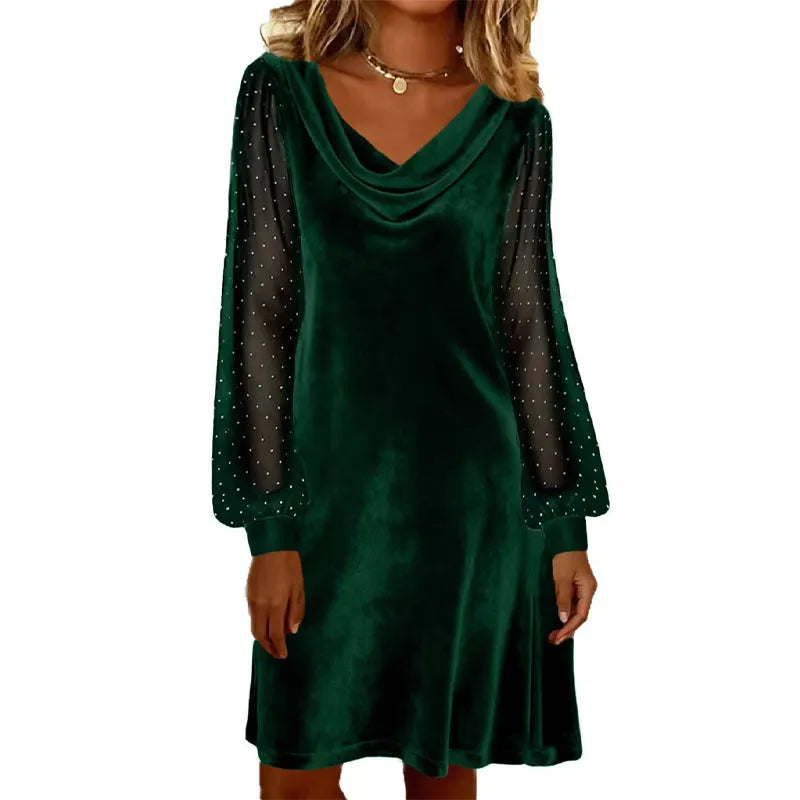 Verelia - Mini-robe en velours à col bénitier