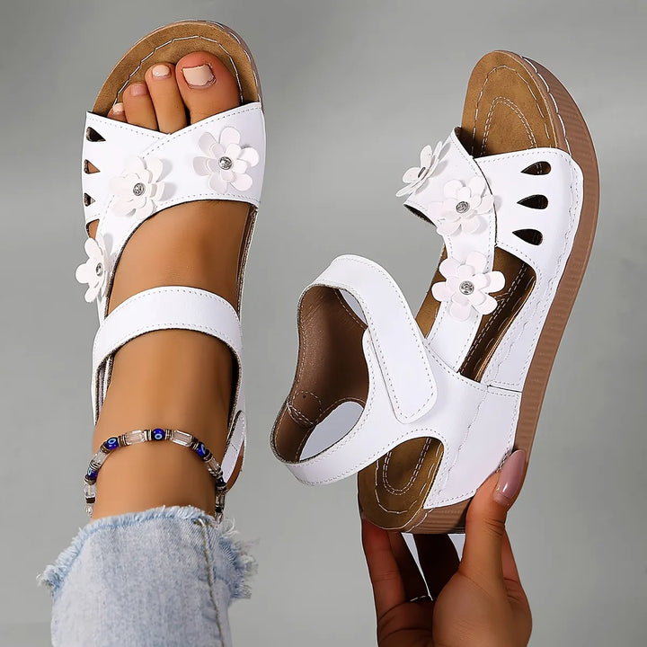 Fiorelia - Sandales compensées à motif floral confortables