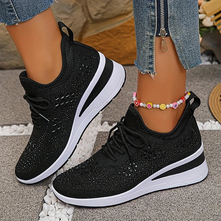 Lilia - Baskets compensées ornées de strass
