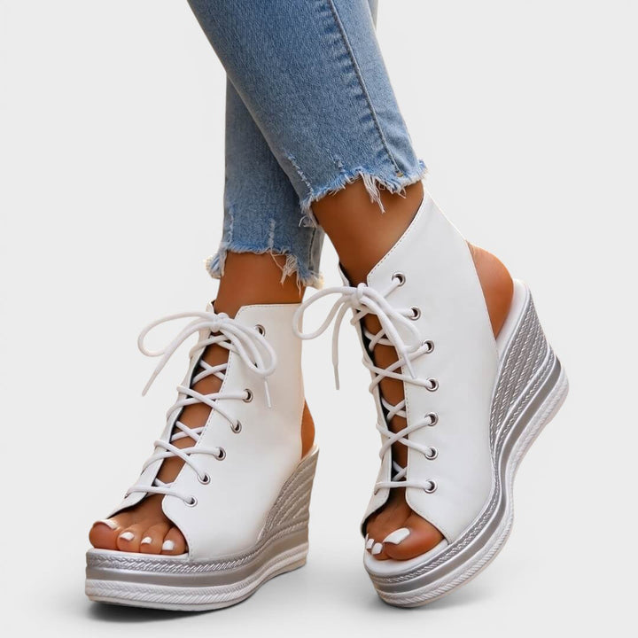 Elaina - Sandale compensée à lacets