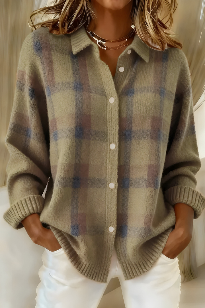 Ashara - Cardigan à carreaux au toucher doux
