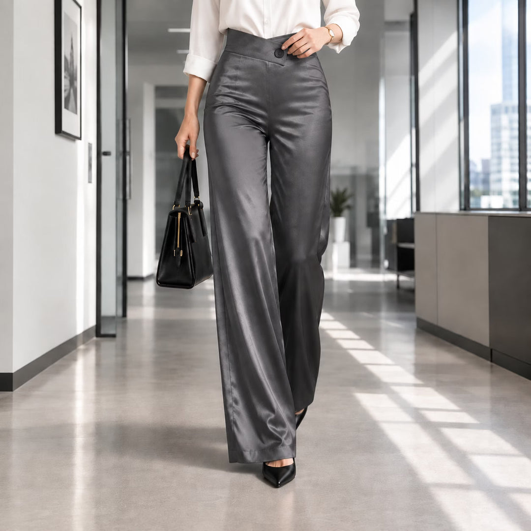 Esmae - Pantalon large satiné