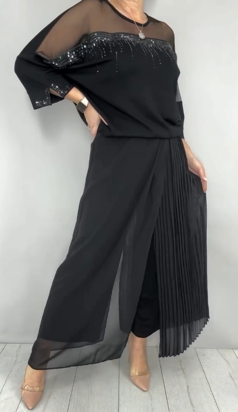 Caia - Ensemble deux-pièces pantalon à pinces orné