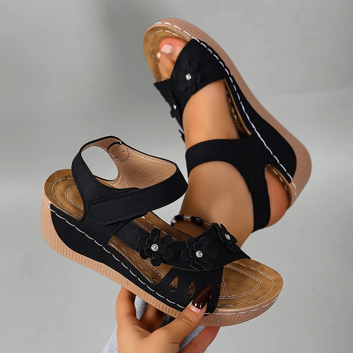 Fiorelia - Sandales compensées à motif floral confortables
