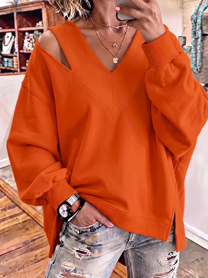 Aurelia - Sweat-shirt doux au toucher à encolure en V découpée