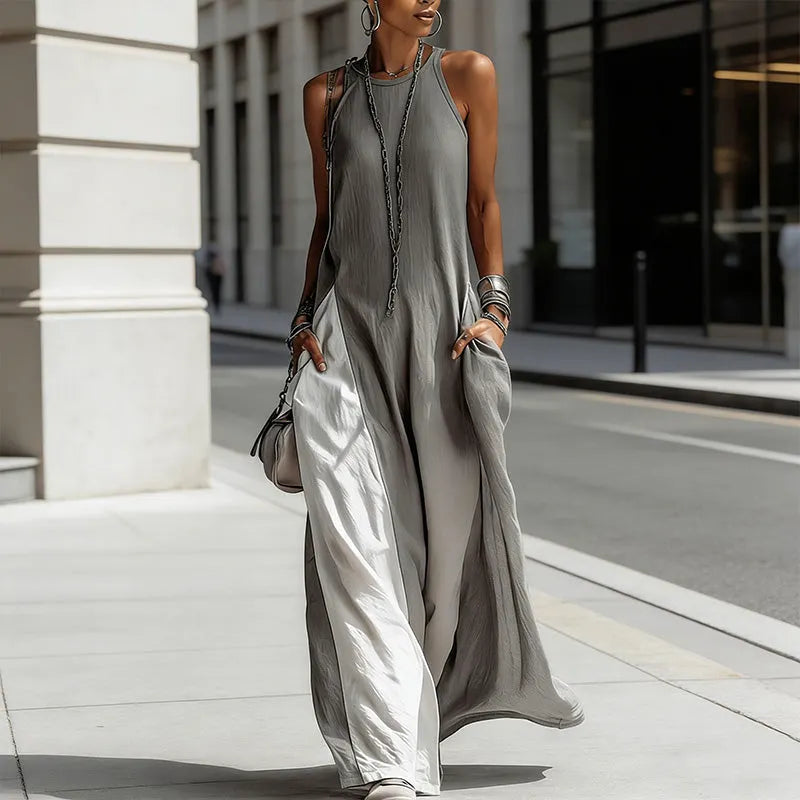 Zarella - Robe longue color-block au toucher doux