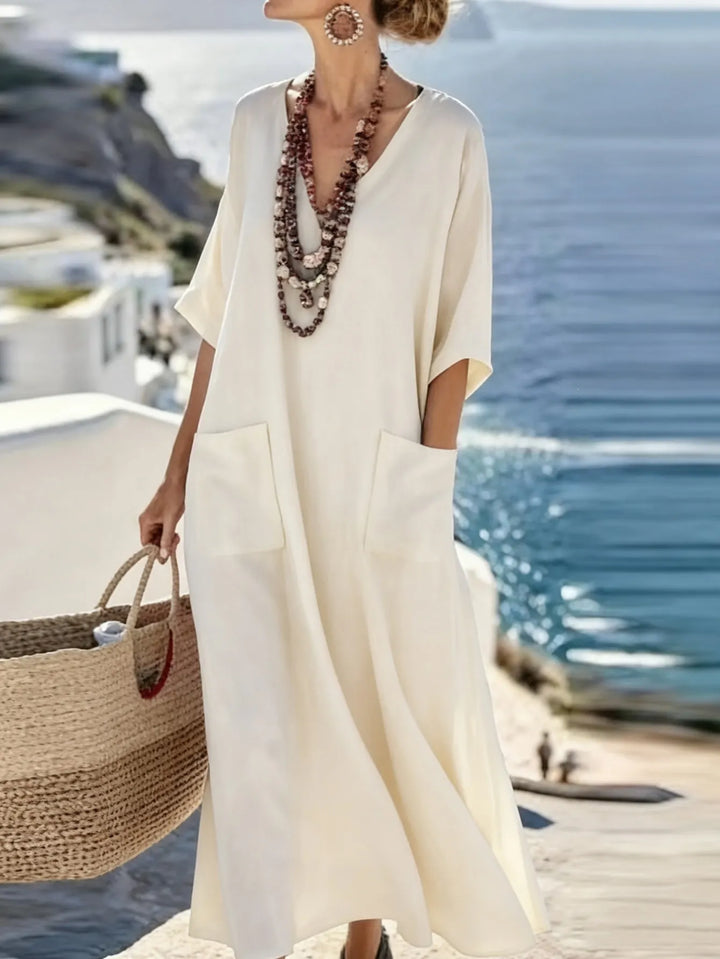 Serenelle - Robe longue imprimée à encolure en V au toucher doux