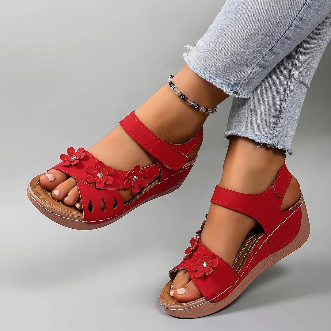 Fiorelia - Sandales compensées à motif floral confortables