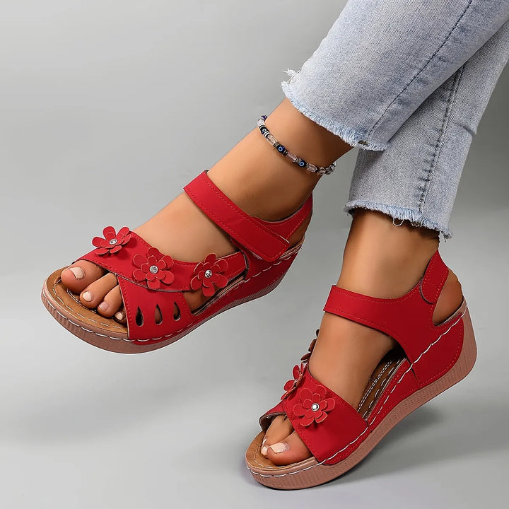 Fiorelia - Sandales compensées à motif floral confortables