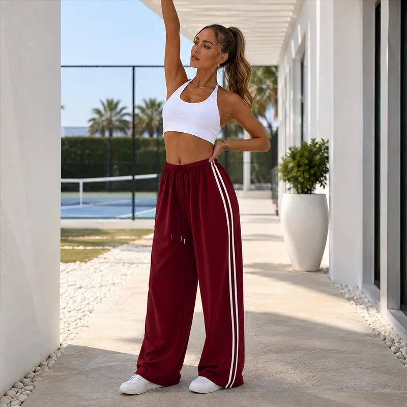 Adorielle - Pantalon large à bandes latérales