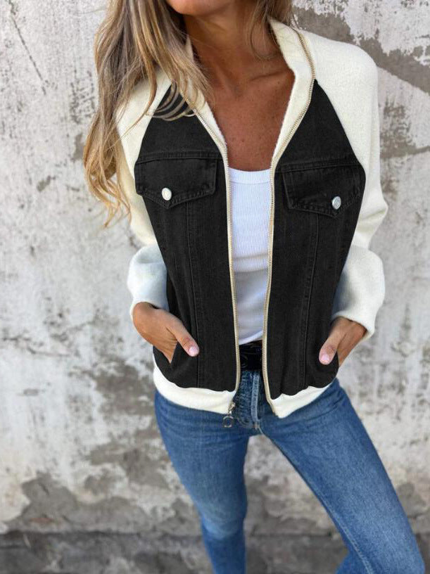 Alinique - Blouson bomber en maille denim douce