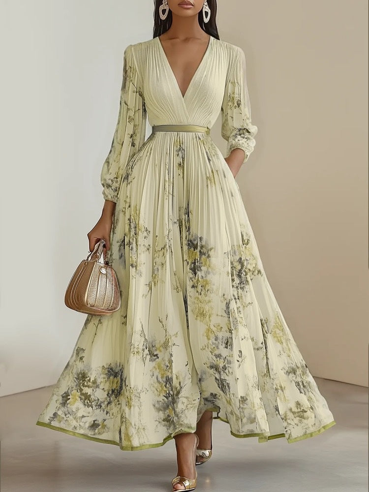 Nadia - Robe midi plissée à fleurs