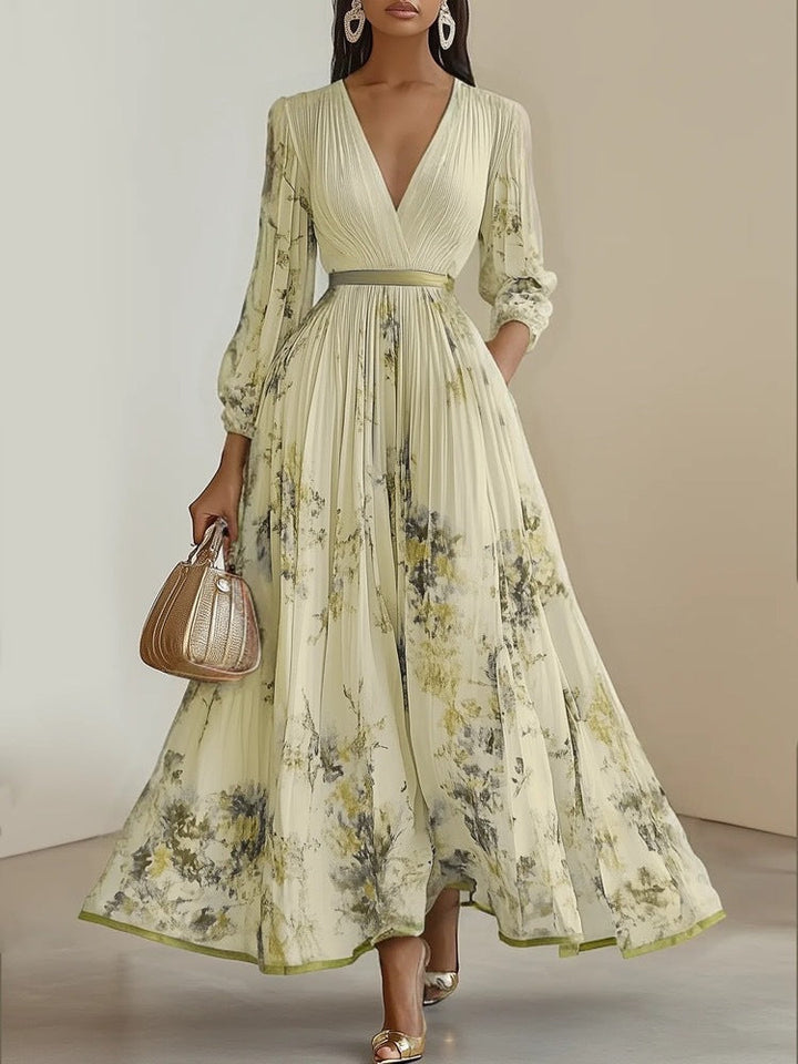 Nadia - Robe midi plissée à fleurs