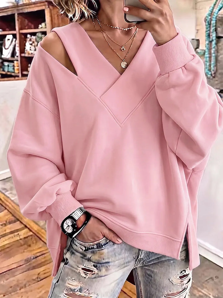 Aurelia - Sweat-shirt doux au toucher à encolure en V découpée