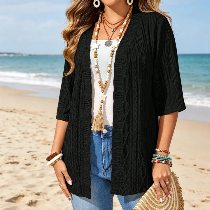 Delienne - Cardigan en maille ajourée au toucher doux