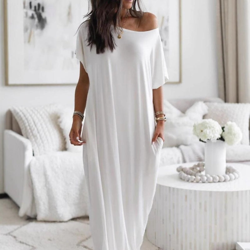 Adalynne - Robe longue décontractée à épaules dénudées
