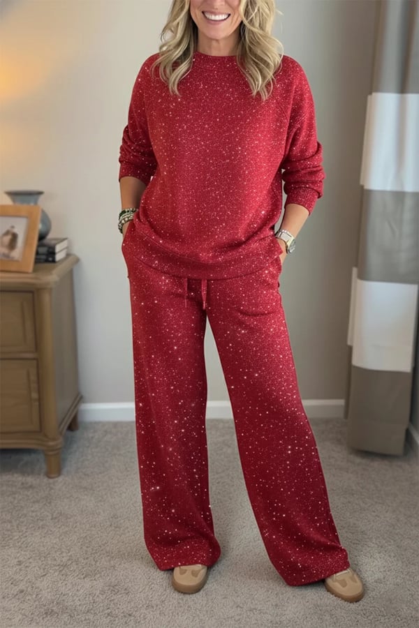 Celia - Ensemble veste-pantalon à finition brillante