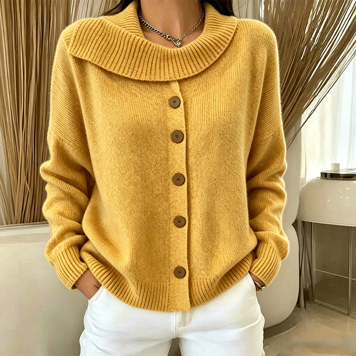 Elowette - Cardigan en maille boutonné à col large