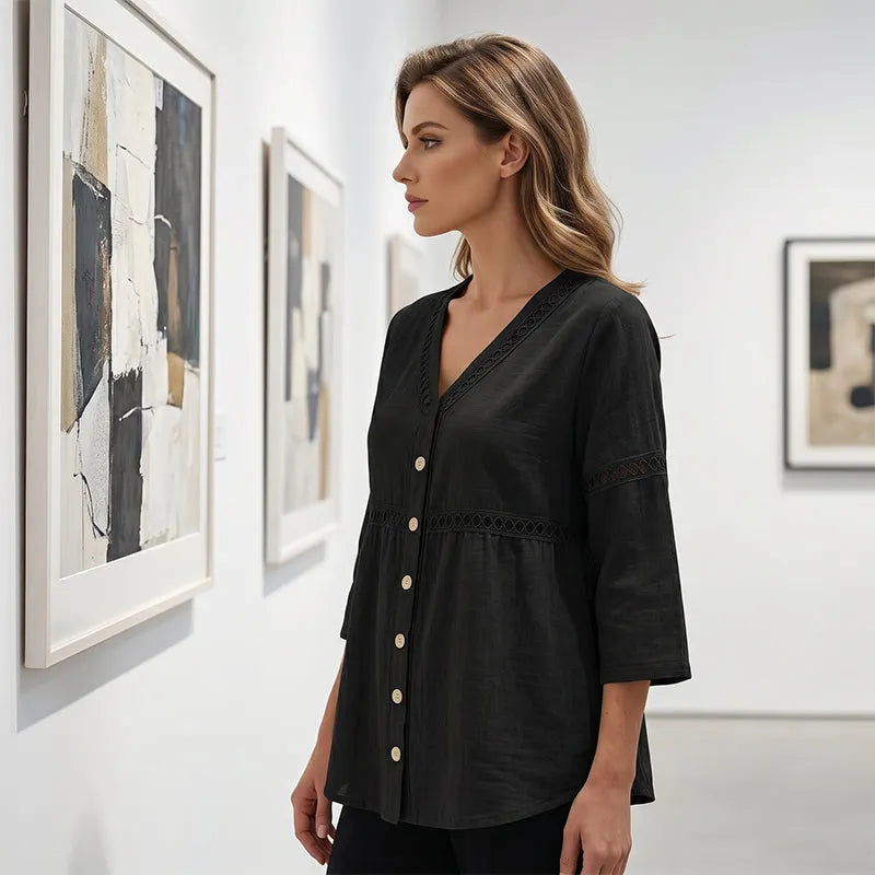 Ardena - Blouse brodée boutonnée