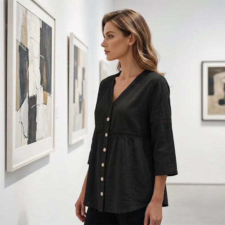 Ardena - Blouse brodée boutonnée