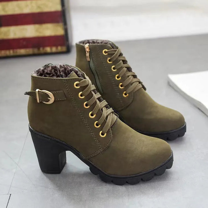 Mara - Bottes à talon bloc doublées en peluche