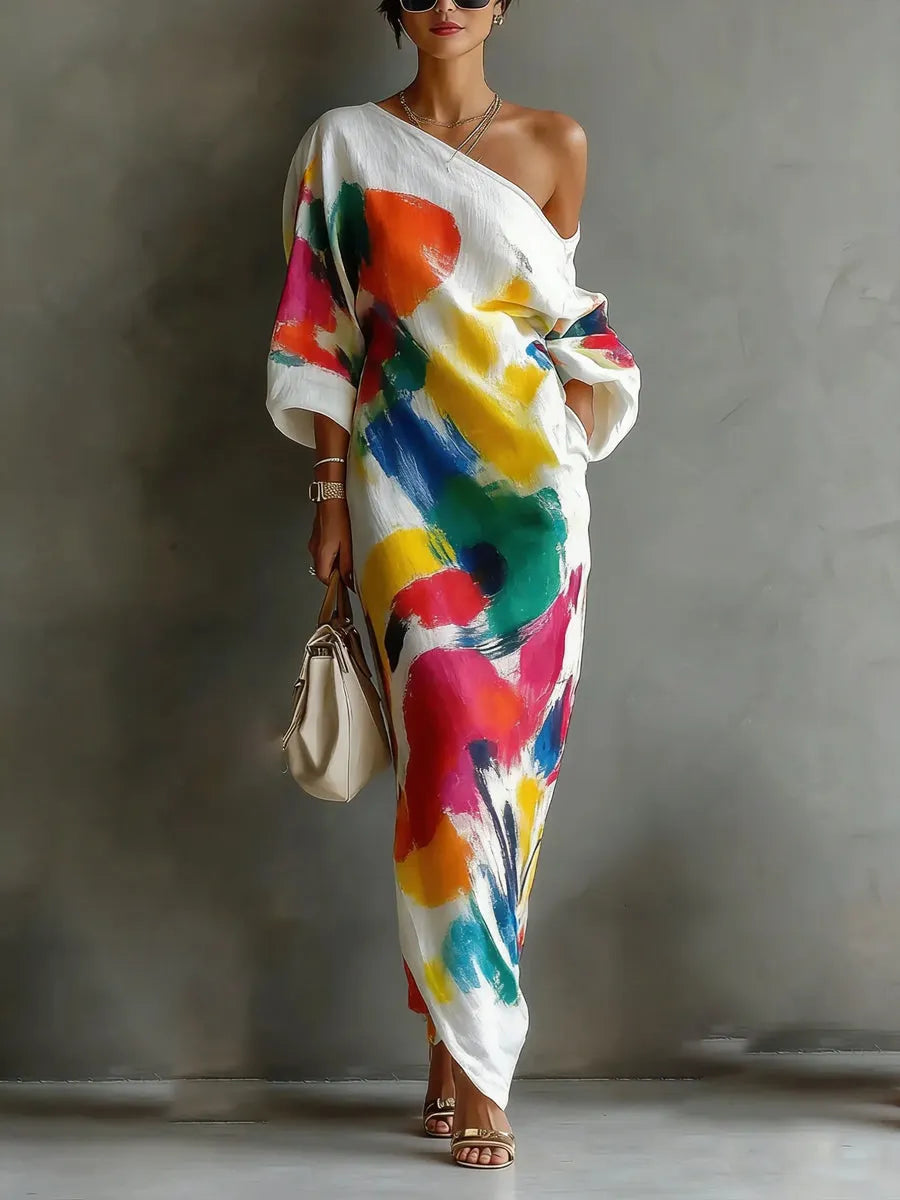 Adoressa - Robe longue sculpturale à une épaule