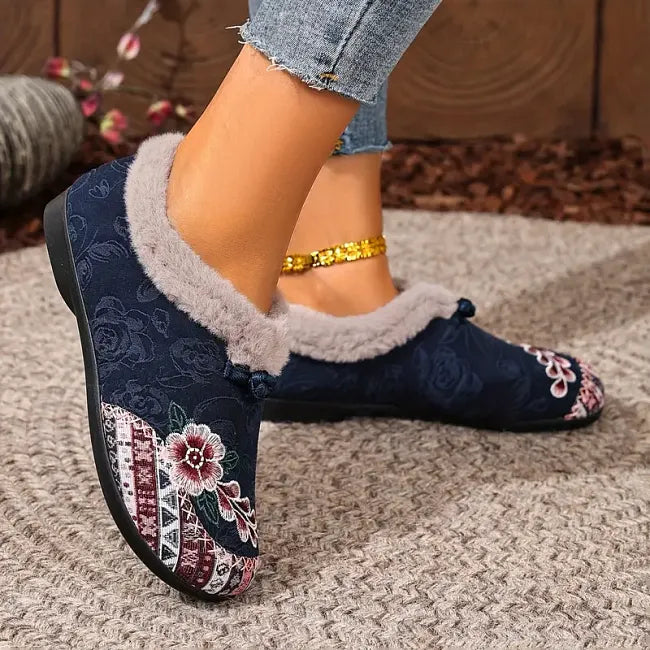 Isola - Chaussures à enfiler en velours à motif floral