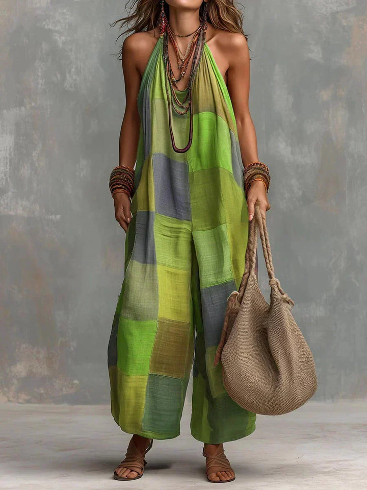 Estelina - Combinaison patchwork dos nu haut de gamme