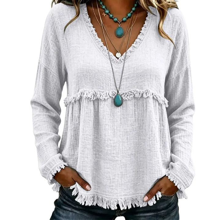 Ariselle - Blouse col V à franges