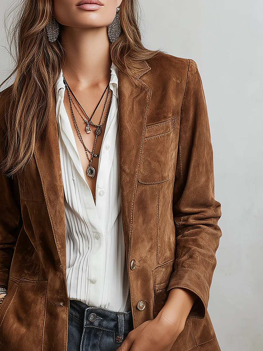 Mirevalle - Blazer sur-mesure en suède vintage