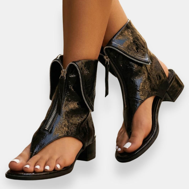 Eden - Sandales à talon bloc avec zip frontal