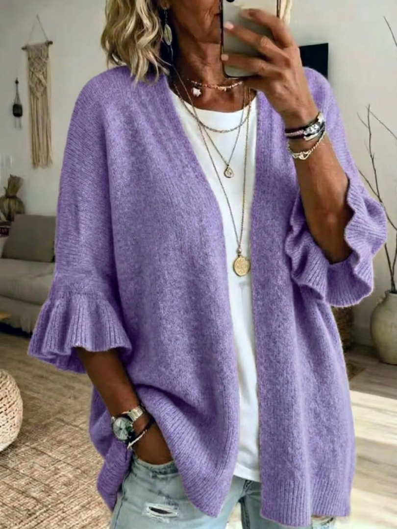 Acelynn - Cardigan doux à manches volantées