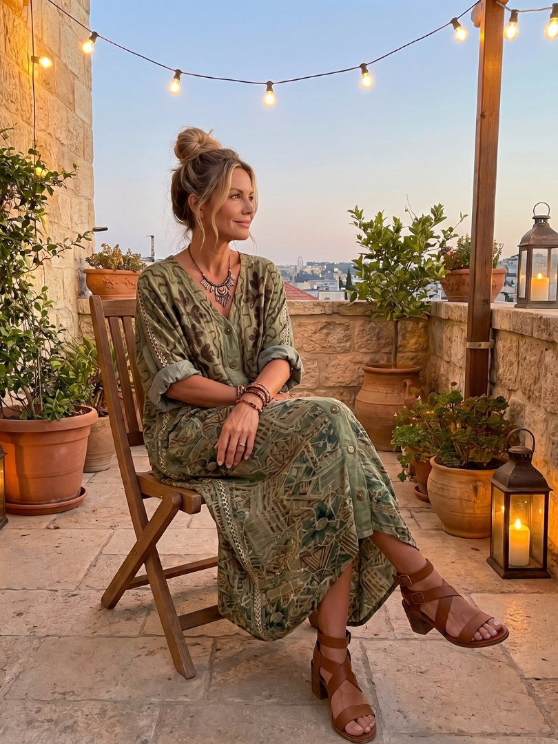 Roselisse - Robe midi légère boutonnée devant