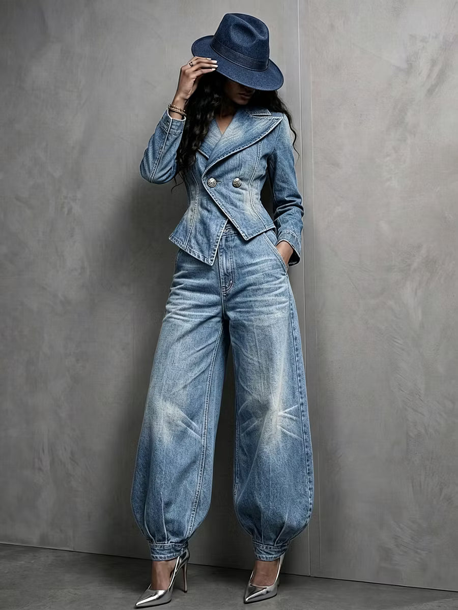 Neris - Tailleur pantalon croisé sur mesure