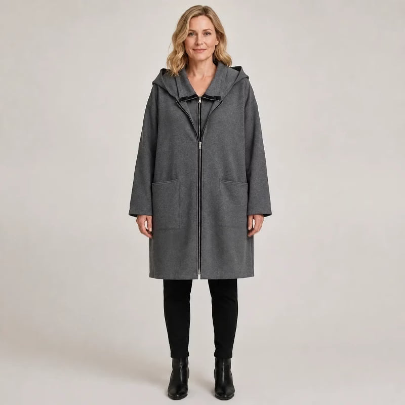 Sigrid - Manteau à capuche zippé, coupe décontractée