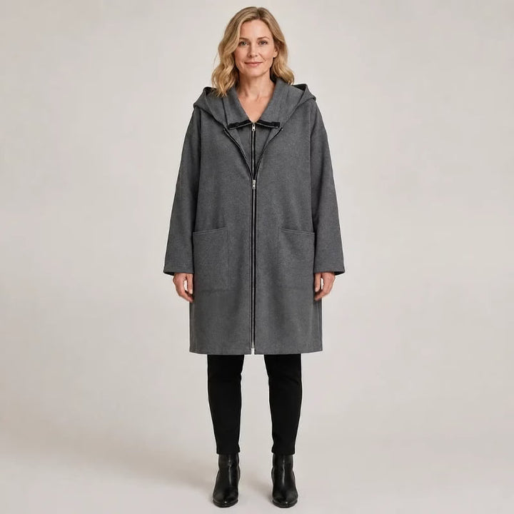 Sigrid - Manteau à capuche zippé, coupe décontractée