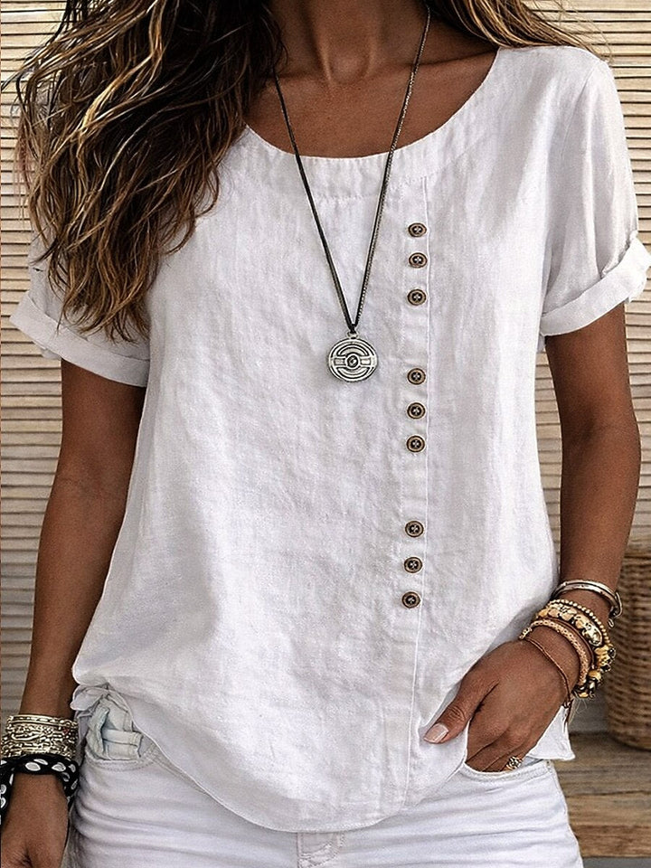 Sidonie - Blouse manches courtes à détails de boutons