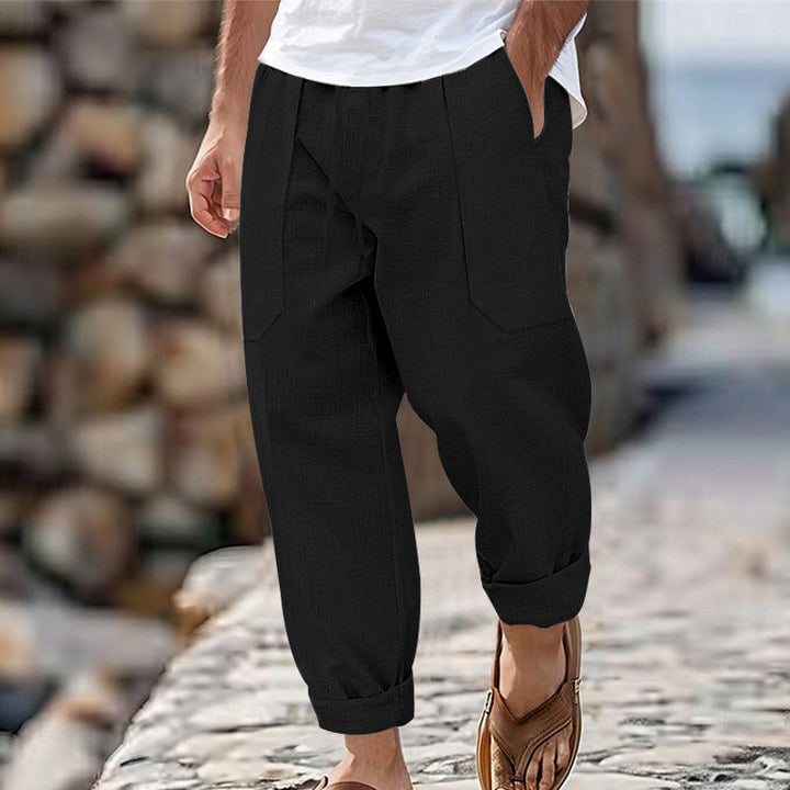 Halston - Pantalon en lin coupe décontractée