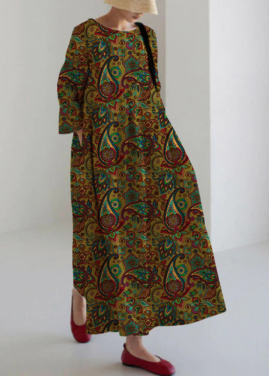 Olive - Robe patchwork aérée