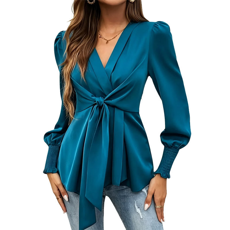 Apolline - Blouse portefeuille élégante en satin