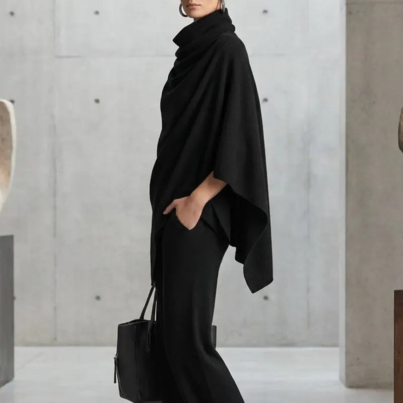 Kaelis - Ensemble pantalon deux pièces à col roulé drapé