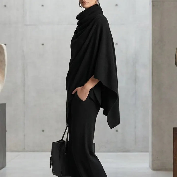 Kaelis - Ensemble pantalon deux pièces à col roulé drapé