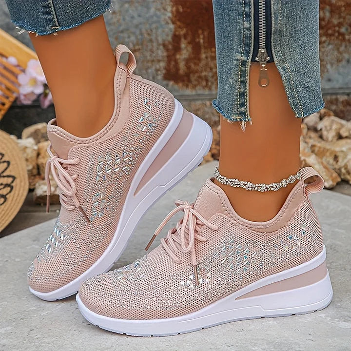 Lilia - Baskets compensées ornées de strass