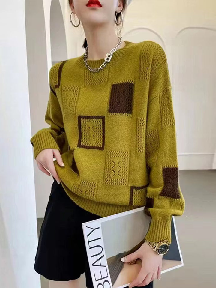 Adorelle - Pull en maille patchwork artistique