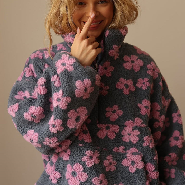 Clemency - Pull polaire confortable à motif fleuri