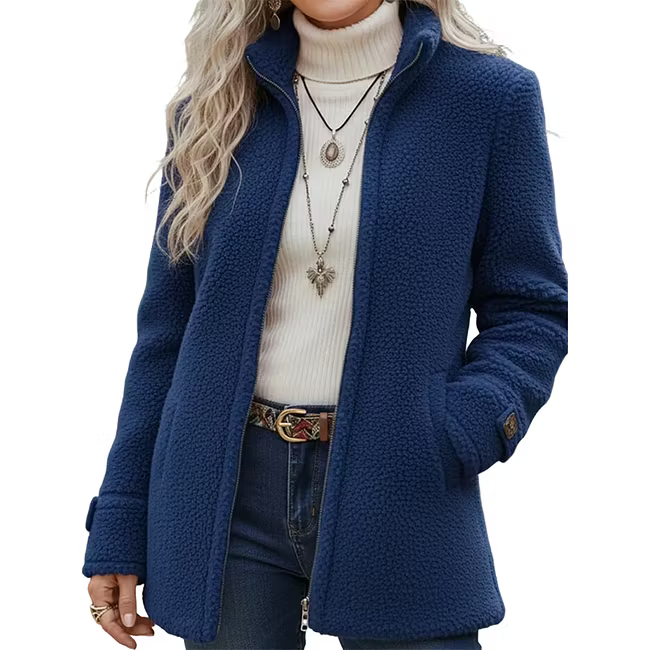 Lana - Veste mi-longue zippée texturée