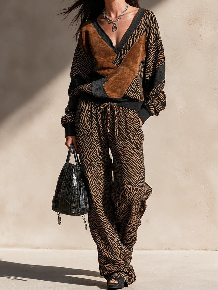 Jorie - Ensemble coordonné imprimé animalier au toucher doux