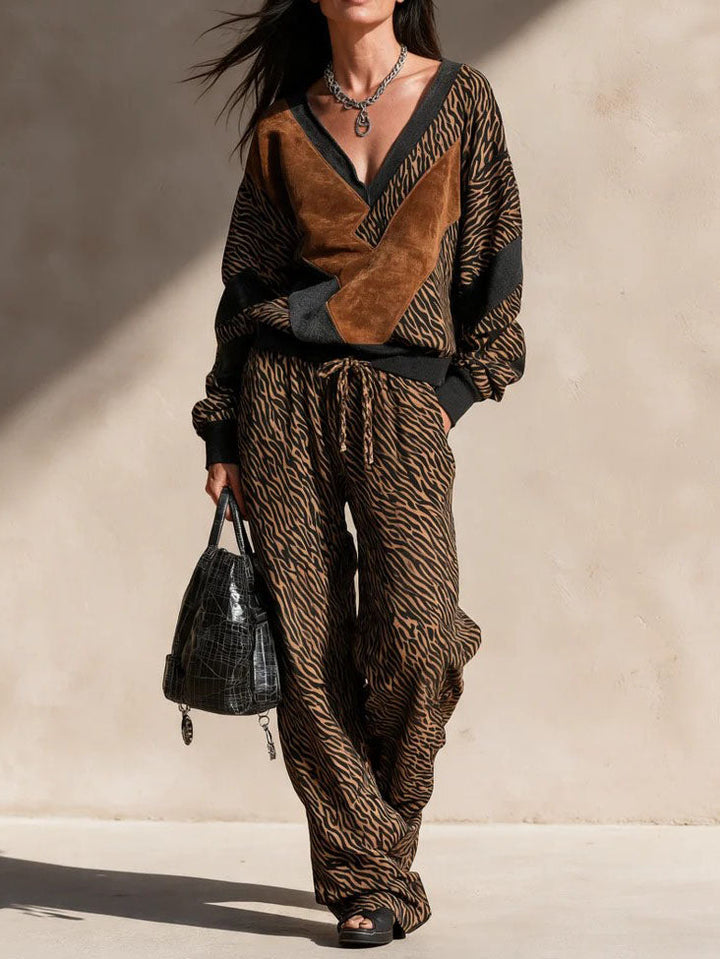 Jorie - Ensemble coordonné imprimé animalier au toucher doux